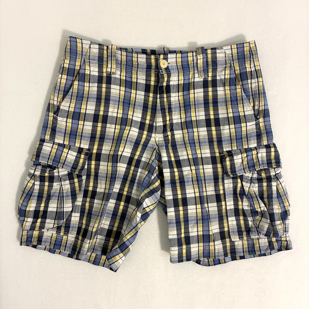 Vtg Ralph Lauren Cargo Shorts Mens 34 Plaid 10" Inseam Cotton Heritage Preppy